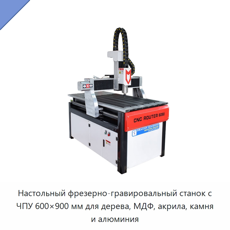 Настольный фрезерно-гравировальный станок с ЧПУ 600×900 мм для дерева, МДФ, акрила, камня и алюминия — Фрезерные станки по дереву
