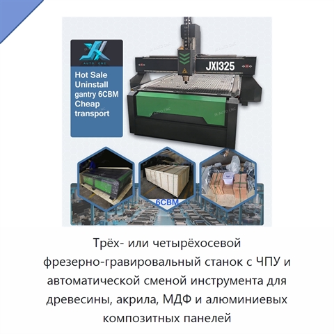 Трёх- или четырёхосевой фрезерно-гравировальный станок с ЧПУ и автоматической сменой инструмента для древесины, акрила, МДФ и алюминиевых композитных панелей