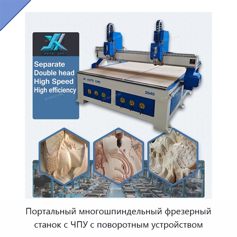 Портальный многошпиндельный фрезерный станок с ЧПУ с поворотным устройством