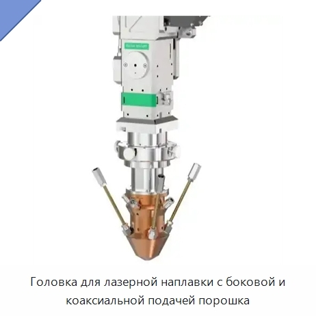 Головка для лазерной наплавки с боковой и коаксиальной подачей порошка
