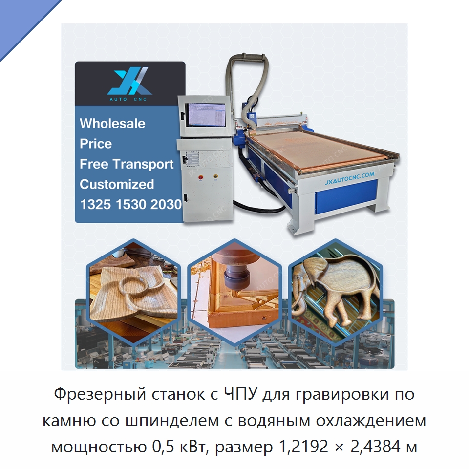 Фрезерный станок с ЧПУ для гравировки по камню со шпинделем с водяным охлаждением мощностью 0,5 кВт, размер 1,2192 × 2,4384 м — Фрезерные станки по дереву