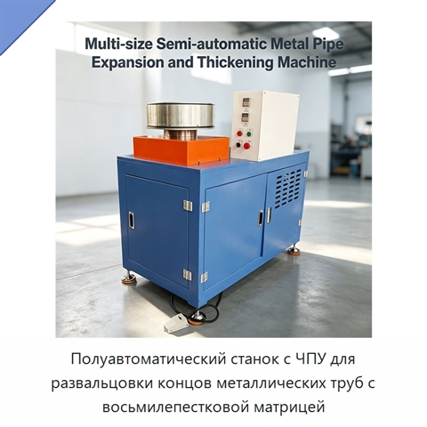 Полуавтоматический станок с ЧПУ для развальцовки концов металлических труб с восьмилепестковой матрицей