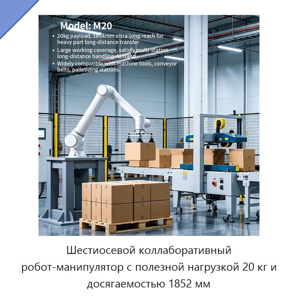 Шестиосевой коллаборативный робот-манипулятор с полезной нагрузкой 20 кг и досягаемостью 1852 мм — Коллаборативные роботы