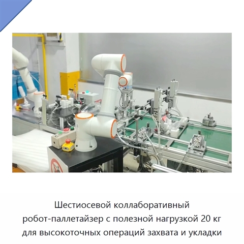 Шестиосевой коллаборативный робот-паллетайзер с полезной нагрузкой 20 кг для высокоточных операций захвата и укладки