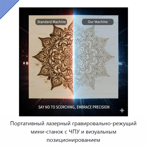 Портативный лазерный гравировально-режущий мини-станок с ЧПУ и визуальным позиционированием
