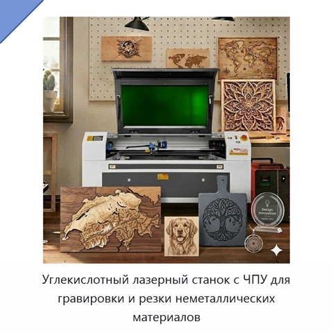 Углекислотный лазерный станок с ЧПУ для гравировки и резки неметаллических материалов