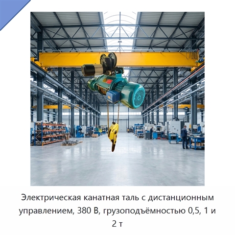 Электрическая канатная таль с дистанционным управлением, 380 В, грузоподъёмностью 0,5, 1 и 2 т