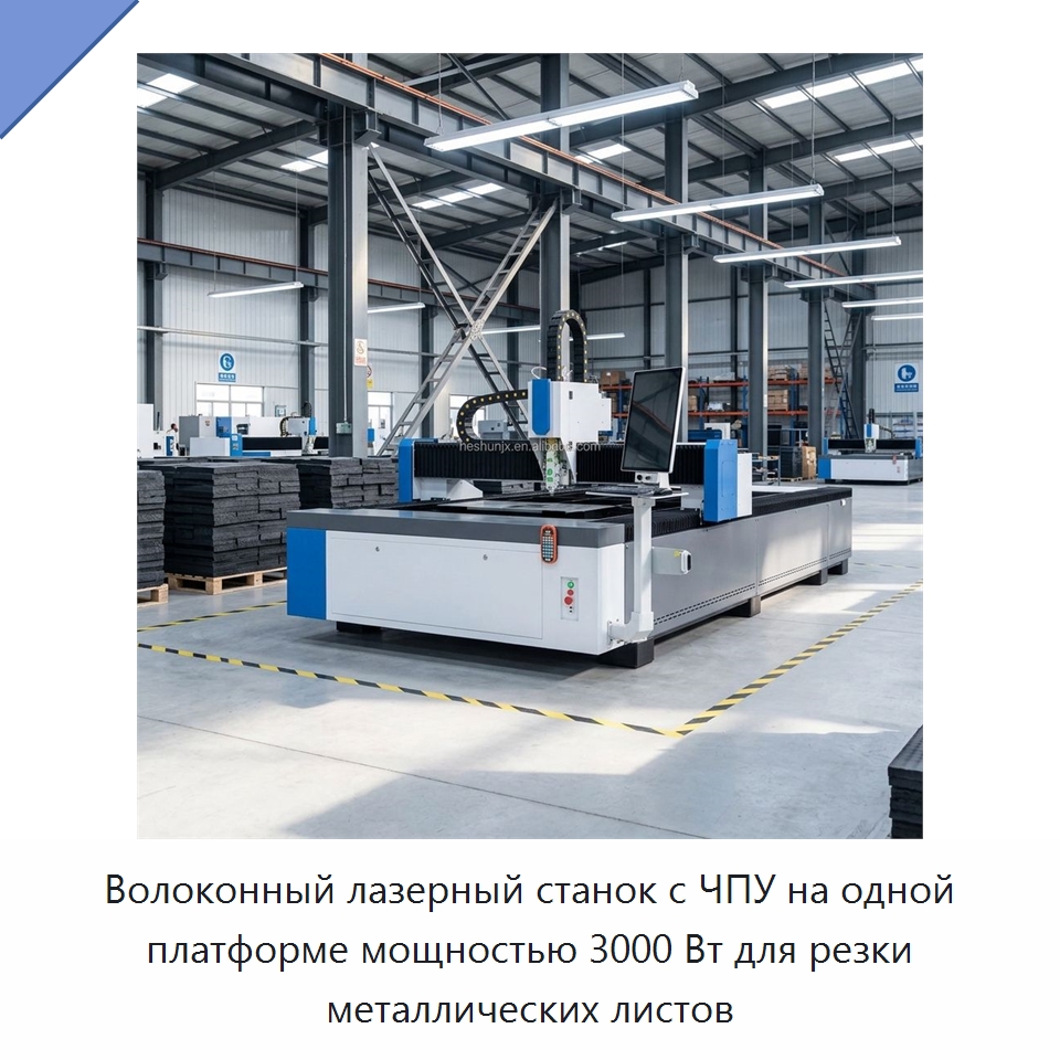 Волоконный лазерный станок с ЧПУ на одной платформе мощностью 3000 Вт для резки металлических листов — Металлорежущие станки