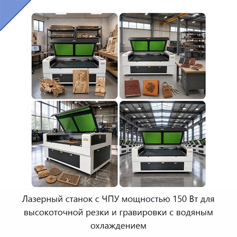 Лазерный станок с ЧПУ мощностью 150 Вт для высокоточной резки и гравировки с водяным охлаждением