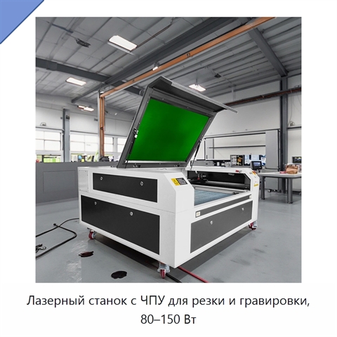 Лазерный станок с ЧПУ для резки и гравировки, 80–150 Вт