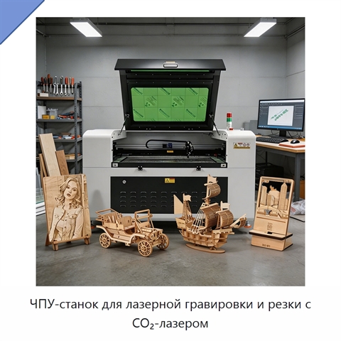 ЧПУ-станок для лазерной гравировки и резки с CO₂-лазером