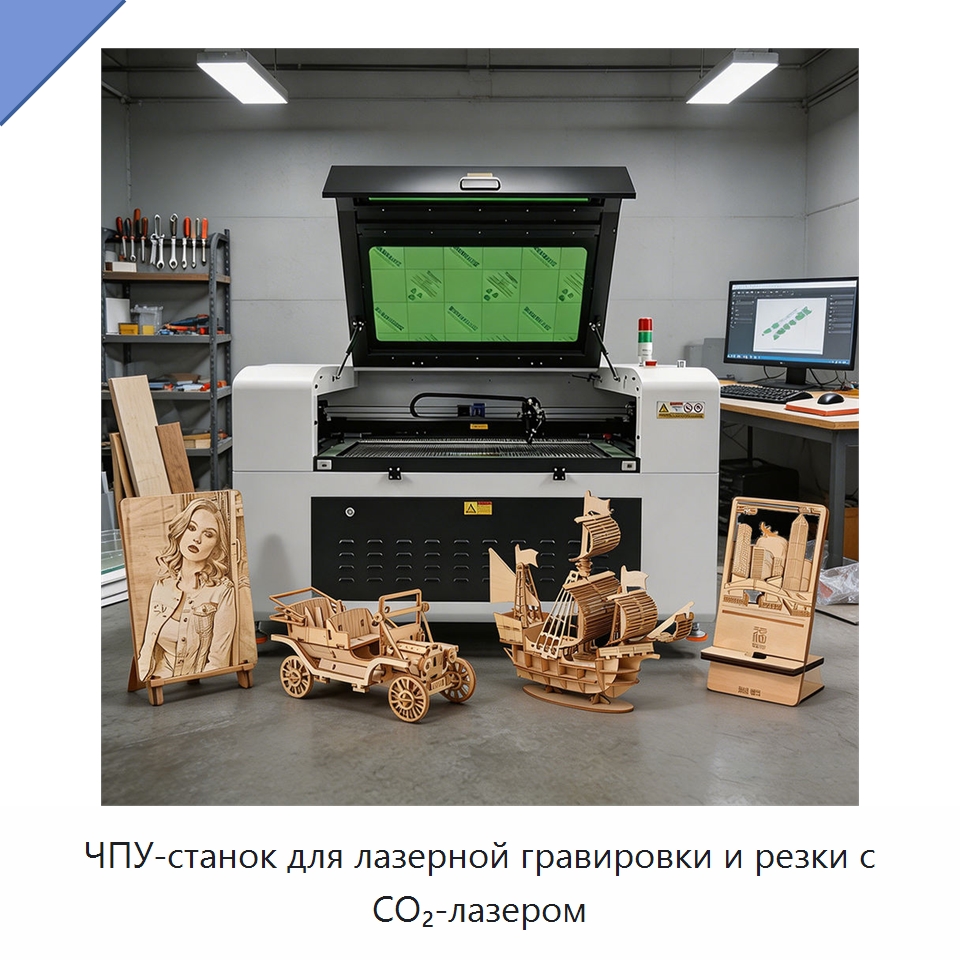 ЧПУ-станок для лазерной гравировки и резки с CO₂-лазером — Станки лазерной резки