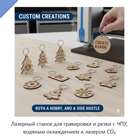 Лазерный станок для гравировки и резки с ЧПУ, водяным охлаждением и лазером CO₂
