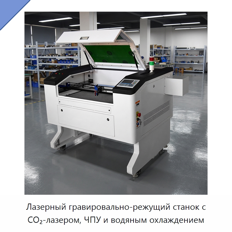 Лазерный гравировально-режущий станок с CO₂-лазером, ЧПУ и водяным охлаждением — Лазерные гравировальные станки