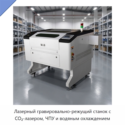 Лазерный гравировально-режущий станок с CO₂-лазером, ЧПУ и водяным охлаждением