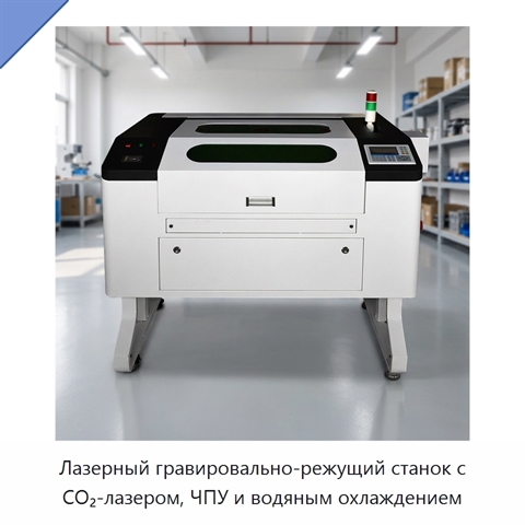 Лазерный гравировально-режущий станок с CO₂-лазером, ЧПУ и водяным охлаждением