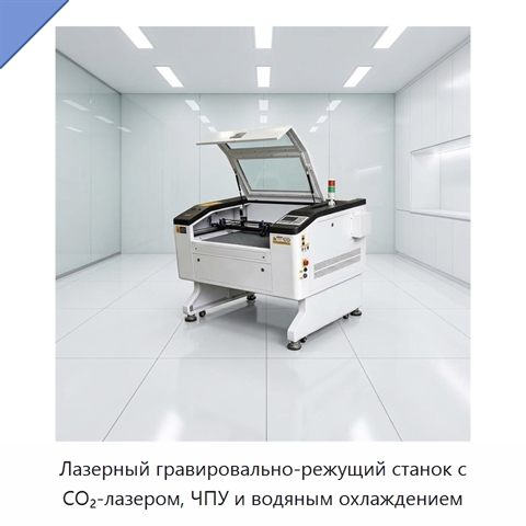 Лазерный гравировально-режущий станок с CO₂-лазером, ЧПУ и водяным охлаждением