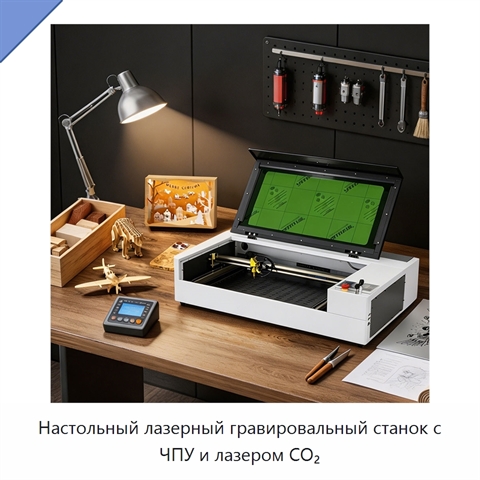 Настольный лазерный гравировальный станок с ЧПУ и лазером CO₂