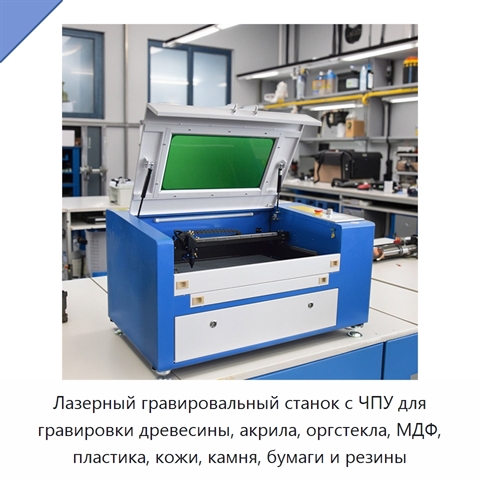 Лазерный гравировальный станок с ЧПУ для гравировки древесины, акрила, оргстекла, МДФ, пластика, кожи, камня, бумаги и резины