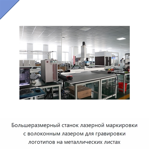 Большеразмерный станок лазерной маркировки с волоконным лазером для гравировки логотипов на металлических листах