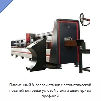 Плазменный 8-осевой станок с автоматической подачей для резки угловой стали и швеллерных профилей