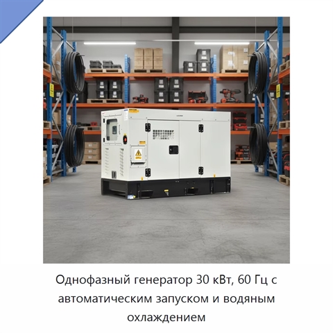 Однофазный генератор 30 кВт, 60 Гц с автоматическим запуском и водяным охлаждением