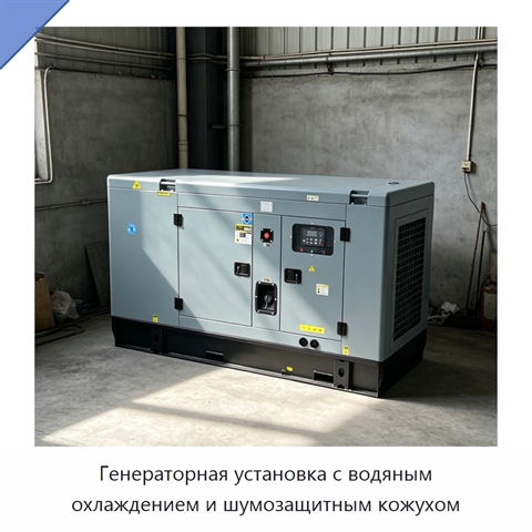Генераторная установка с водяным охлаждением и шумозащитным кожухом