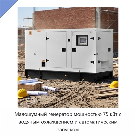 Малошумный генератор мощностью 75 кВт с водяным охлаждением и автоматическим запуском