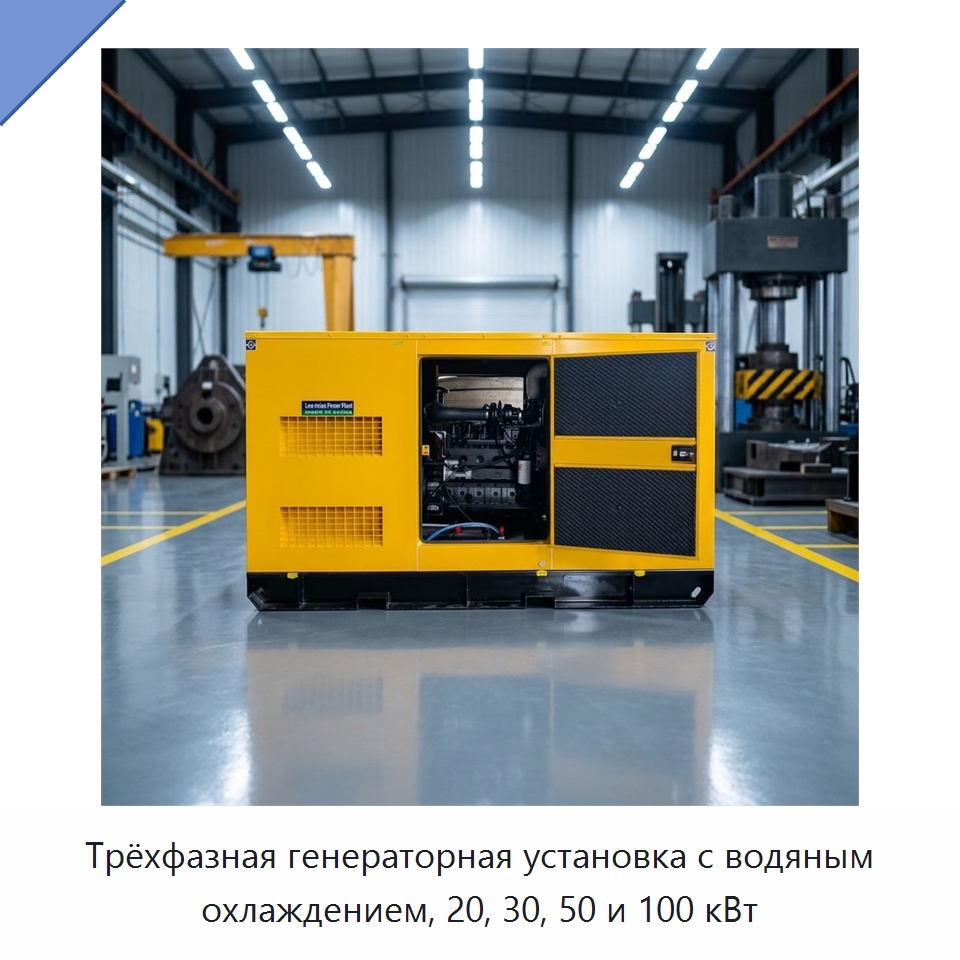 Трёхфазная генераторная установка с водяным охлаждением, 20, 30, 50 и 100 кВт — Дизельные генераторы
