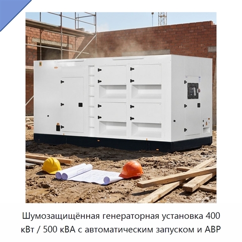 Шумозащищённая генераторная установка 400 кВт / 500 кВА с автоматическим запуском и АВР