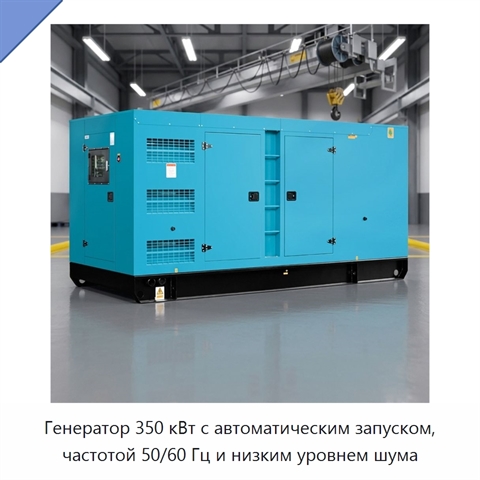 Генератор 350 кВт с автоматическим запуском, частотой 50/60 Гц и низким уровнем шума