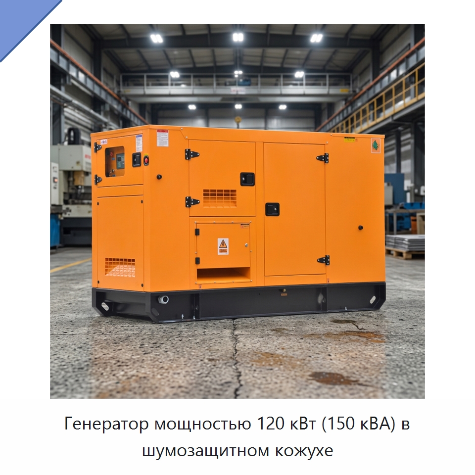 Генератор мощностью 120 кВт (150 кВА) в шумозащитном кожухе — Дизельные генераторы