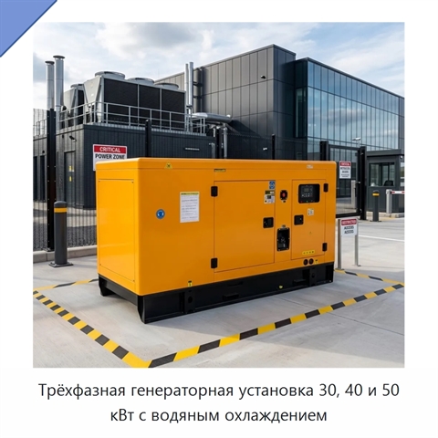 Трёхфазная генераторная установка 30, 40 и 50 кВт с водяным охлаждением