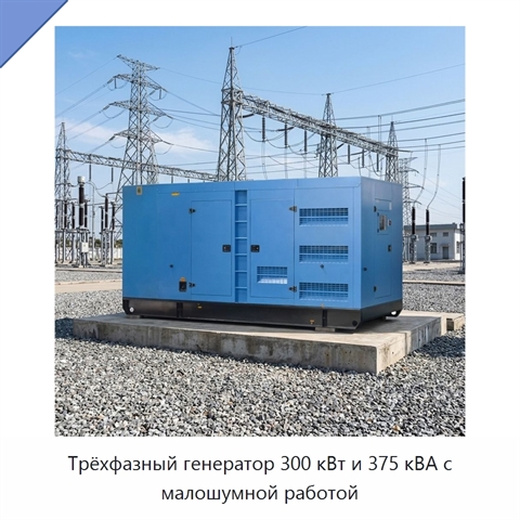 Трёхфазный генератор 300 кВт и 375 кВА с малошумной работой