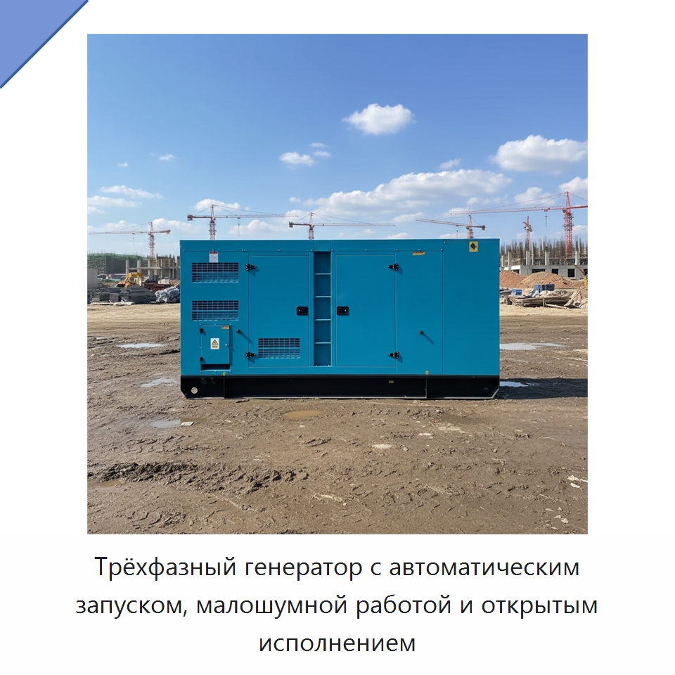 Трёхфазный генератор с автоматическим запуском, малошумной работой и открытым исполнением — Дизельные генераторы