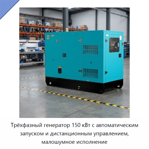 Трёхфазный генератор 150 кВт с автоматическим запуском и дистанционным управлением, малошумное исполнение