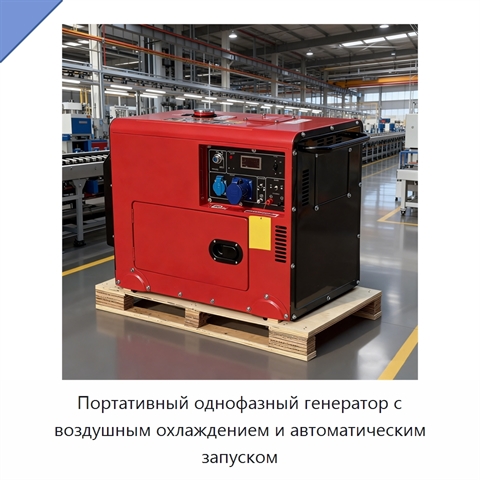 Портативный однофазный генератор с воздушным охлаждением и автоматическим запуском