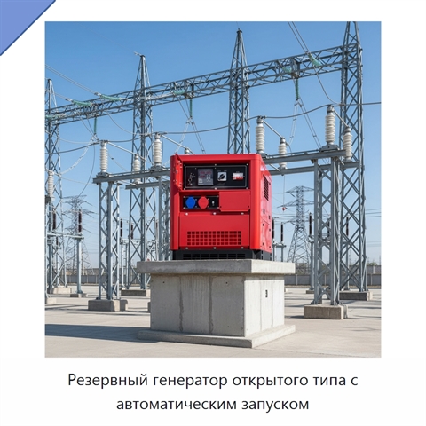 Резервный генератор открытого типа с автоматическим запуском