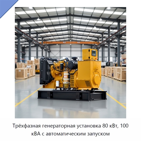 Трёхфазная генераторная установка 80 кВт, 100 кВА с автоматическим запуском