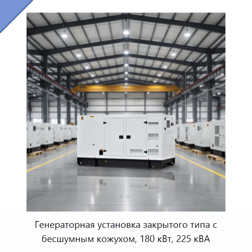 Генераторная установка закрытого типа с бесшумным кожухом, 180 кВт, 225 кВА — Дизельные генераторы
