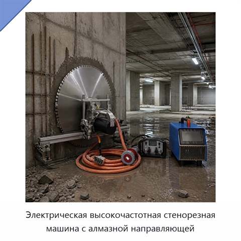 Электрическая высокочастотная стенорезная машина с алмазной направляющей