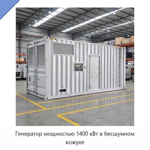 Генератор мощностью 1400 кВт в бесшумном кожухе