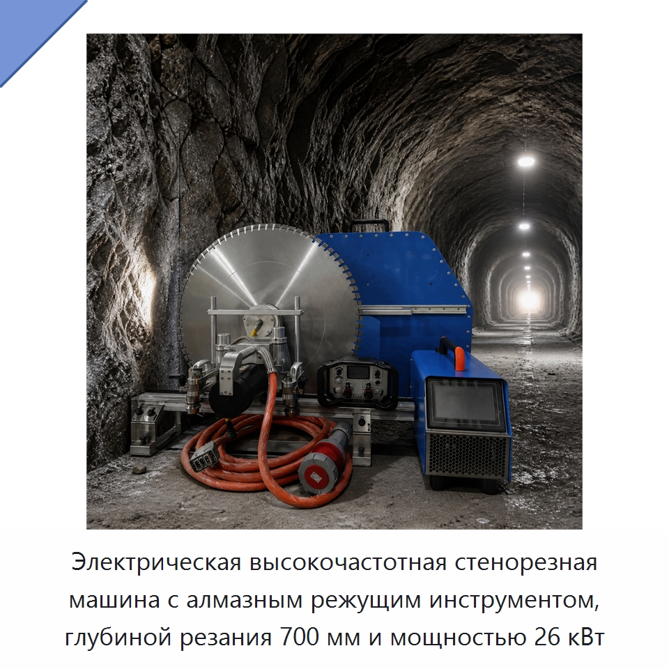 Электрическая высокочастотная стенорезная машина с алмазным режущим инструментом, глубиной резания 700 мм и мощностью 26 кВт — Дорожная техника