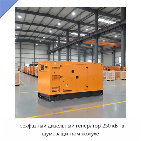 Трехфазный дизельный генератор 250 кВт в шумозащитном кожухе