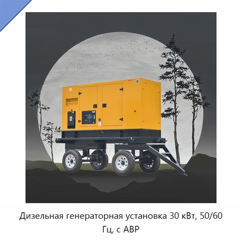 Дизельная генераторная установка 30 кВт, 50/60 Гц, с АВР