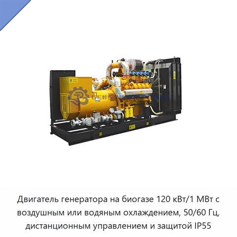 Двигатель генератора на биогазе 120 кВт/1 МВт с воздушным или водяным охлаждением, 50/60 Гц, дистанционным управлением и защитой IP55