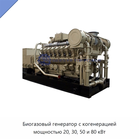 Биогазовый генератор с когенерацией мощностью 20, 30, 50 и 80 кВт
