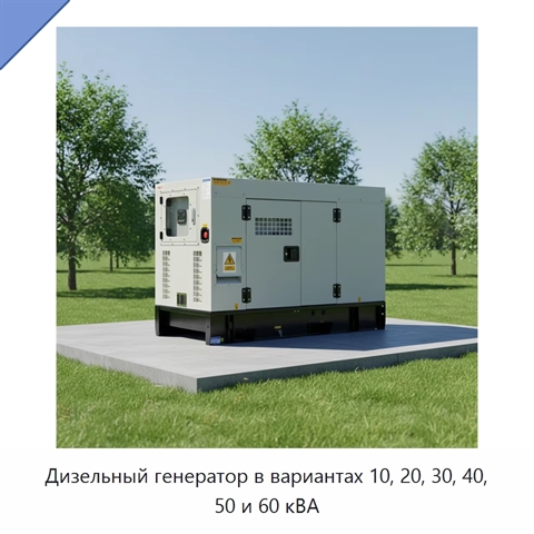 Дизельный генератор в вариантах 10, 20, 30, 40, 50 и 60 кВА
