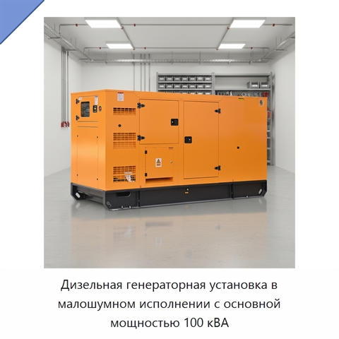 Дизельная генераторная установка в малошумном исполнении с основной мощностью 100 кВА