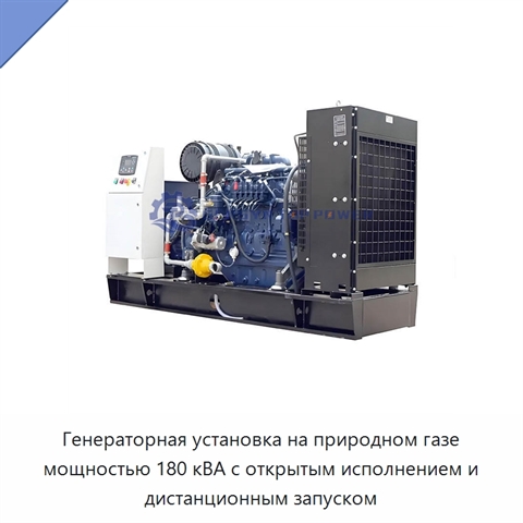 Генераторная установка на природном газе мощностью 180 кВА с открытым исполнением и дистанционным запуском